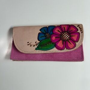Leather Pink and Cream Women's wallet
